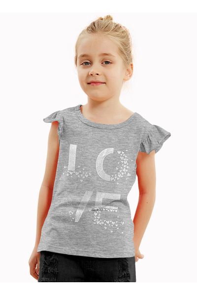 LAUREN SMITH Kids Girls Short Ruffle Sleeved Tee with Cute Print 100 percent Cotton