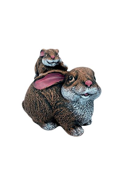 BV Decorative statuette, Rabbit with chicks, Brown, 23 cm, DV04-12