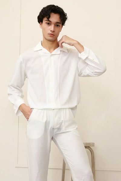ALANAQA Summer oversized long-sleeved shirt set