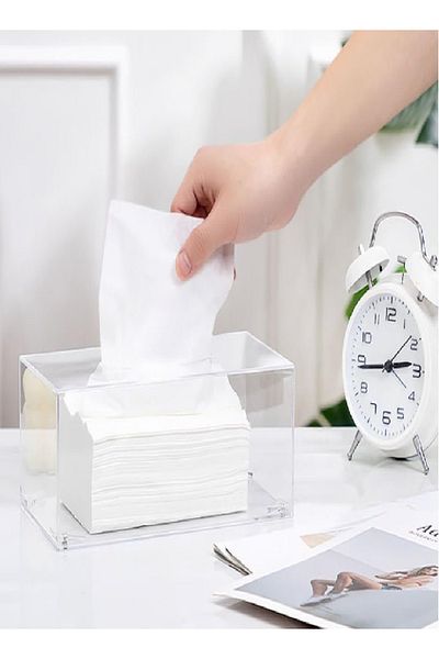 RAHALIFE HOME SOLUTION RAHALIFE Clear Acrylic Tissue Box | Rectangular Napkin Holder for Home, Kitchen & Office – 14032
