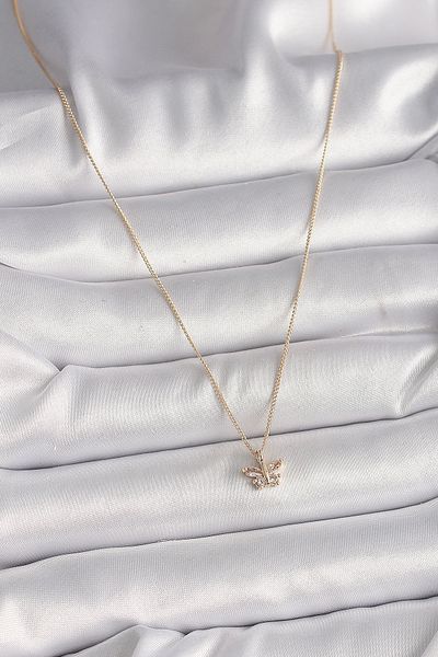 Skygo Brass Gold Color Zircon Stone Butterfly Model Women's Necklace - Tj-Bko9824
