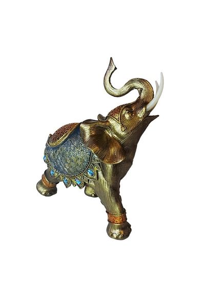 BV Decorative Statuette, Elephant with trunk up, Gold, 20 cm, GA24505-3