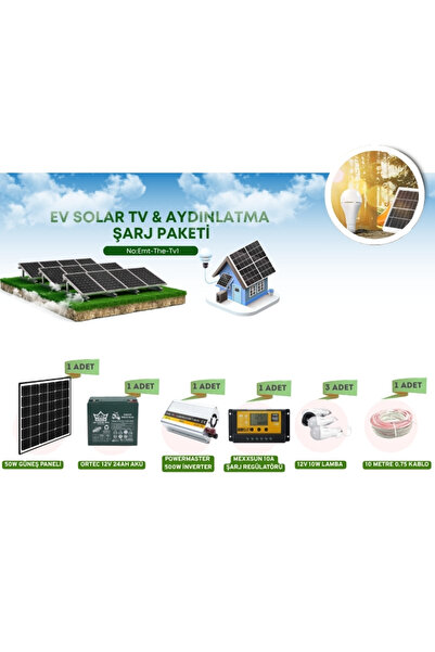 TNL Taşınabilir 12v Buzdolabı+TV+3 Lamba ve Cep Telefonu Şarj Güneş Enerji Si...