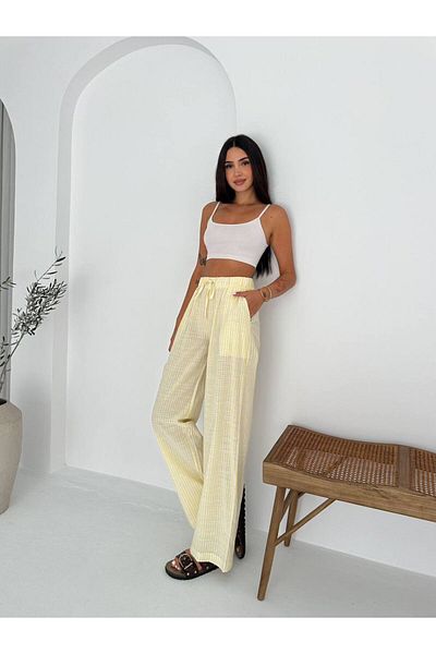 Noa Noa Striped Wide Leg Linen Trousers