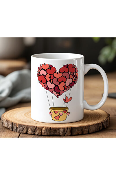 BB TRADE White Ceramic Printed Mug with Heart Design 330ml