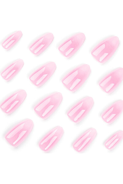 TipsArt Tips Art Pembe Ombre Badem 24’lü Takma Tırnak Seti ve Zararsız Yapıştırıcı