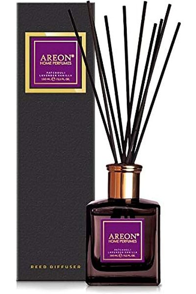 Areon Home Perfume Reed Diffuser 150 Ml Premium 10 Rattan Reeds - Patchouli, Lavender & Vanilla