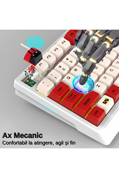 LUDORA Mechanical gaming keyboard, rainbow RGB lighting, USB cable, mechanical switch, 98 buttons