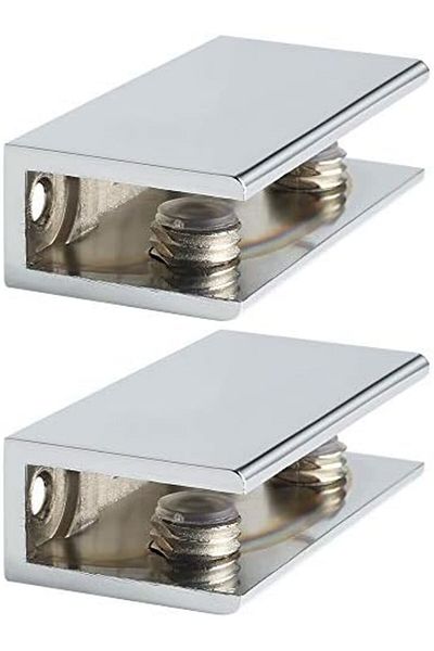 ALİSE Alise 2 Pcs Adjustable Frameless Rectangle Glass Shelf Bracket Holder Heavy Duty Clamp Shelf Clip, B