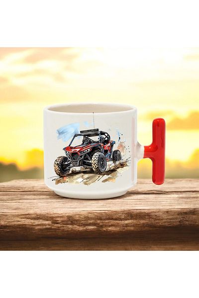 BB TRADE Utv Vehicle Designed Red t Handled Ceramic Printed Mug Cup 250 ml