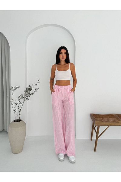 Noa Noa Striped Wide Leg Linen Trousers