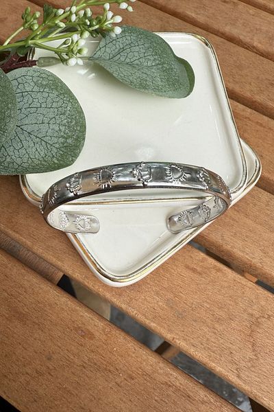 My Joyas Design Steel Crown Embossed Bracelet Silver