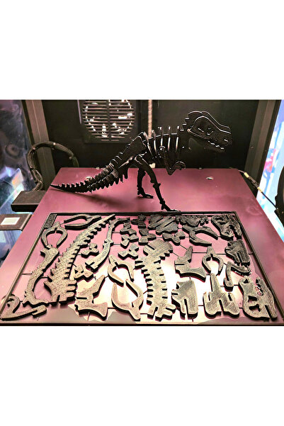 yeni Zeka Eğitim Eğlence 3D Dinozor Arkeolojik Yapboz 25x16 Siyah