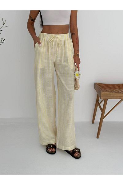 Noa Noa Striped Wide Leg Linen Trousers