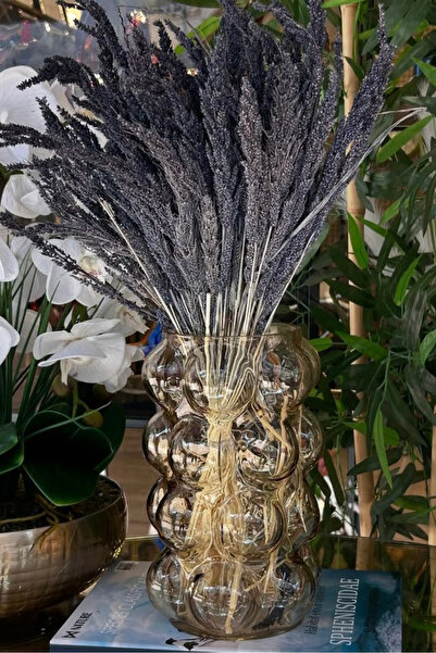 LEMİ DEKORASYON Baloncuk Kabartmalı Bal Cam Vazo 25 Cm