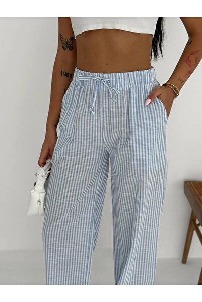Noa Noa Striped Wide Leg Linen Trousers
