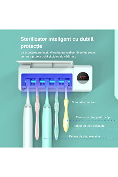 LUDORA Suport periute de dinti, sterilizator UV, functie de uscare si sterilizare antibacteriala