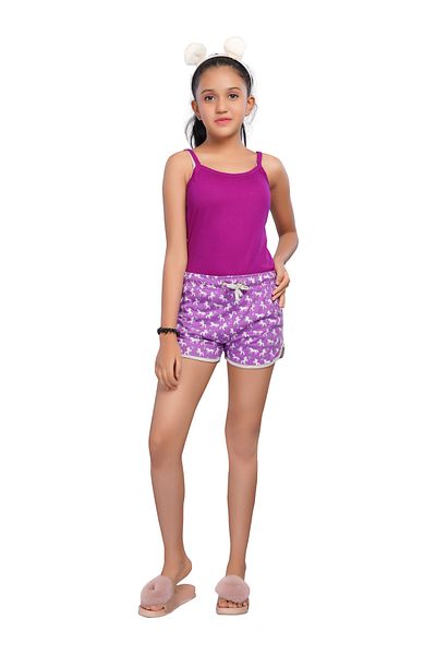 LAUREN SMITH Kids Girls Shorts with Drawstring and Cute Print 100 percent Cotton