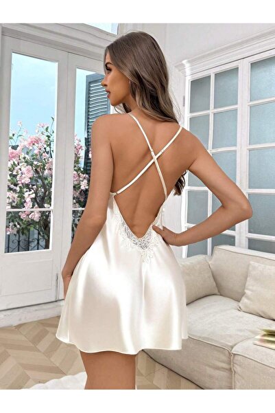 Jermo Satin Nightgown with Back Decolletage - Elegant and Stylish with Gucci Details
