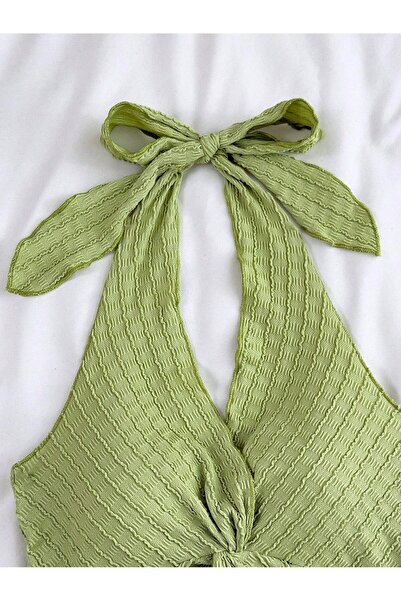 Marin Star Summer Halter Neck Twist Crop, Halter Neck Summer Blouse Top