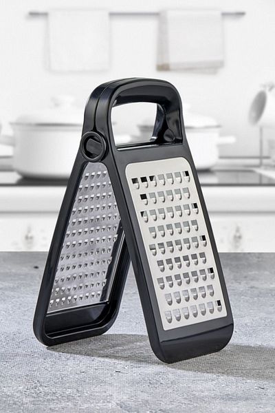 Mutfak Köşesi Lino Foldable and Detachable Double-Sided Grater, Practical Grater with Stainless Steel Blades Black