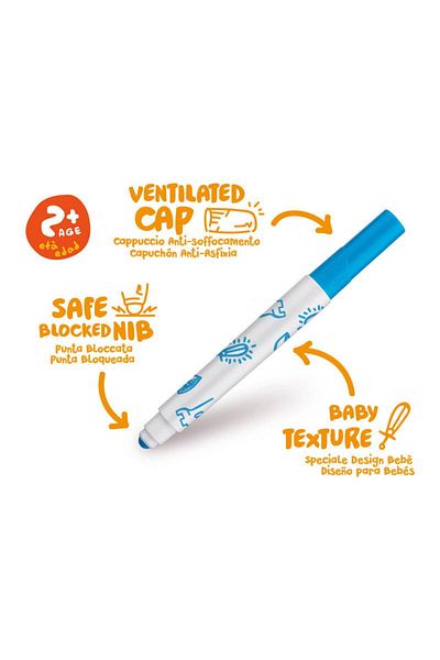 CARIOCA Jumbo Baby Super Washable Felt Tip Crayons 12 Pack (2 Years Old)