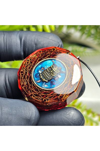Singincraft Owl - Copper Mandala - Apatite - Garnet Orgonite Necklace - (Handmade Design Products)