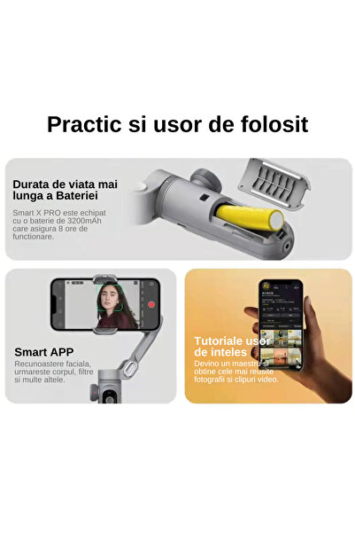 LUDORA Smart X Pro Gimbal Stabilization System, 3-Axis, Tripod, Long Battery Life, Battery Included