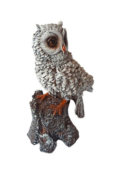 BV Decorative statuette, Owl on tree trunk, Gray, 25 cm, MI16