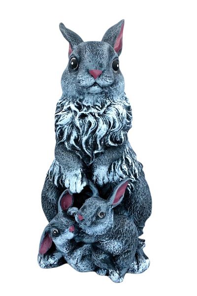 BV Decorative statuette, Rabbit Family, Gray, 39 cm, DV35-4