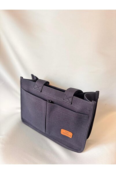 Butik Kadın Dört Gözlü Taba Garnili The totebag Armalı Kanvas Omuz Çantası