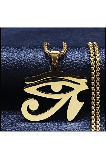 ORGANICYOU قلادة رمز عين حورس من الفولاذ المقاوم للصدأ للرجال من YIWU - لون ذهبي