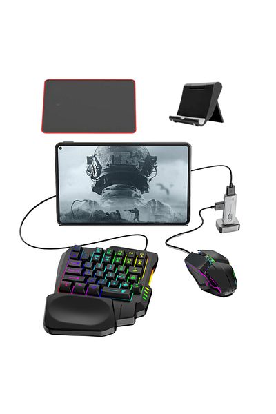 LUDORA Gaming Telefon, Tastatura Iluminata RGB, Emulator Jocuri Telefon, 35 Taste One Hand si Mouse Gaming