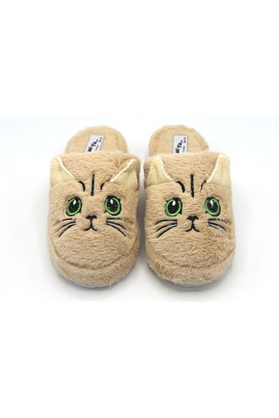 BYRAMSE Cat Figured No Sound Light Sole Plush House Slippers