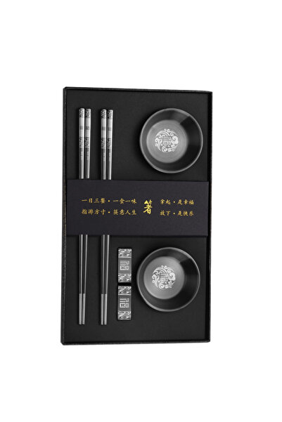 LUDORA Bete chinezesti pentru mancare, din inox, LUDORA®, 2 seturi de betisoare cu 2 mini boluri incluse