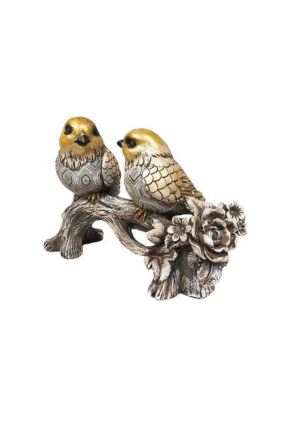 BV Decorative statuette, Birds on a branch, Gray, 20 cm, 1025DD2