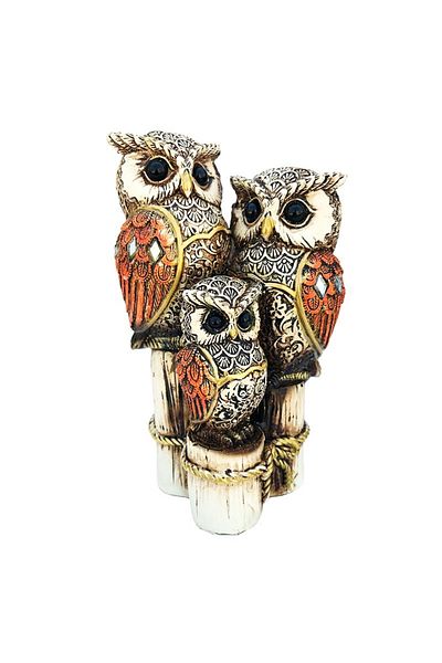 BV Decorative statuette, Family of owls sitting on a tree trunk, 15 cm, 203H