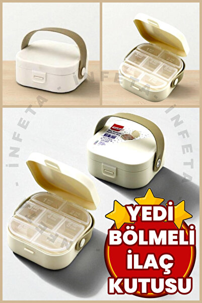 İnfeta 7 Bölmeli Saplı İlaç Çantası -Taşınabilir Pratik Düzenleyici İlaç Kutusu