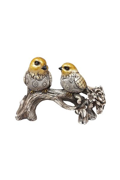 BV Decorative statuette, Birds on a branch, Gray, 20 cm, 1025DD2