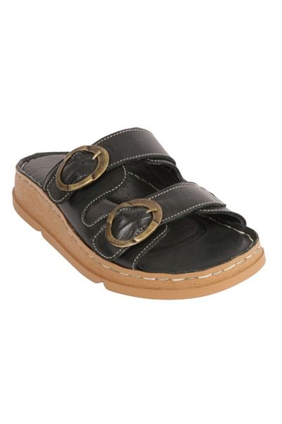 Mammamia D25Yt-1145 Mammamia Genuine Leather Orthopedic Sole Daily Slippers