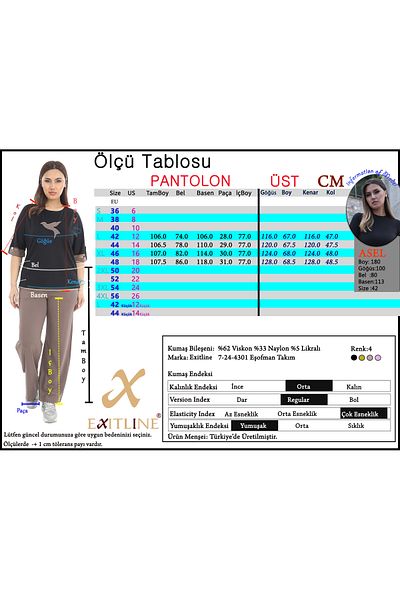 EXİTLİNE Women's Side Sleeve Mesh Black Ecru Suit