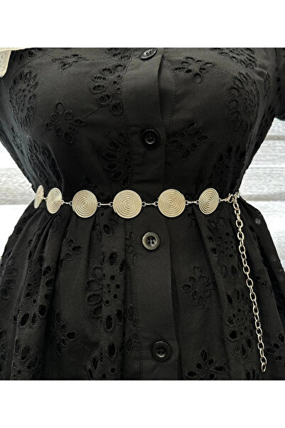 NOİR LUXE Ζώνη με στρογγυλό σχέδιο με αλυσίδα Γυναικεία ζώνη φόρεμα Ζώνη πουκάμισο Ζώνη παλτό