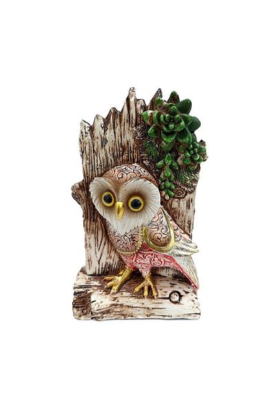 BV Statuette, Owl sitting on a wooden log, 15 cm, 1014G