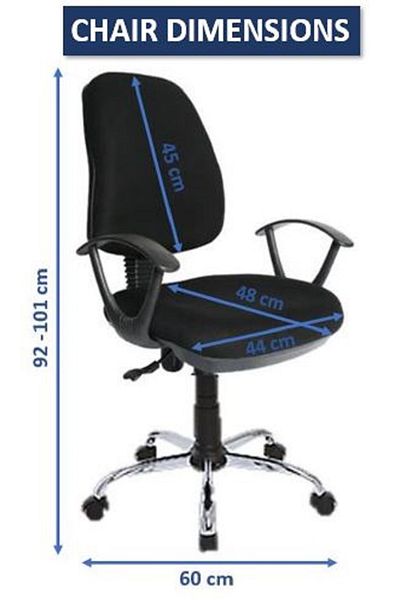 AWF AL WADI FURNITURE Compy Ergonomic Fabric Medium Revolving Office Chair with Lumbar Support and Chrome Base - Black