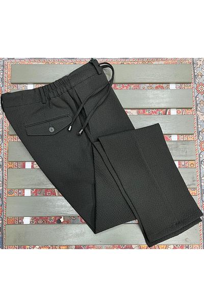 Yubacollection Seersucker Jogger Pants Black