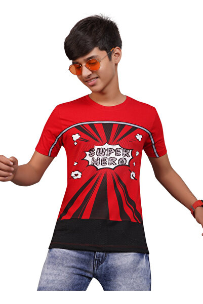 LAUREN SMITH Kids Boys Round Neck Cut and Sew Puff Printed T Shirt 100 percen...