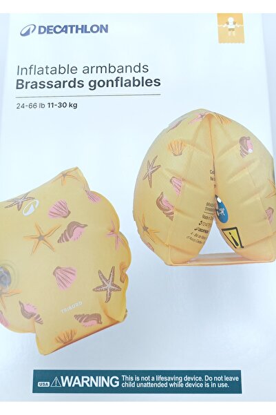 Decathlon Nabaiji Çocuk Yüzme Kolluğu - 11/30 Kg - Açık Sarı - Deniz Kabuğu Desenli