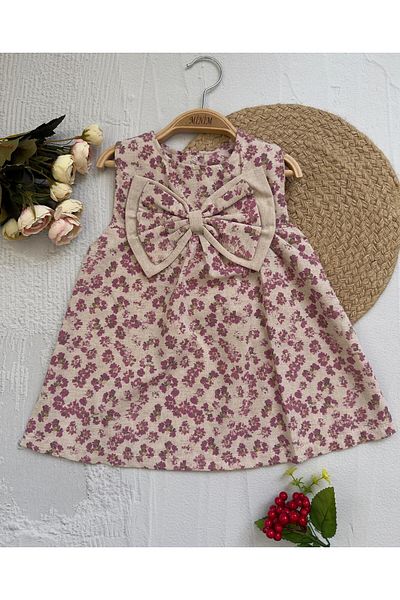 Minim Floral Baby Girl and Child Bow Dress