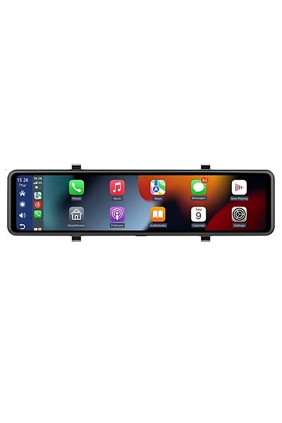 LUDORA Navigatie Auto, Oglinda Retrovizoare, CarPlay si Android Auto, 4k, Cu 2 Camere, Ecran Touch