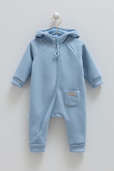 Caramell 3 Thread Raised Hooded Baby Boy Jumpsuit (1-12 Months)